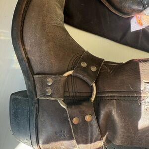 Frye Brown Leather Combat Boots